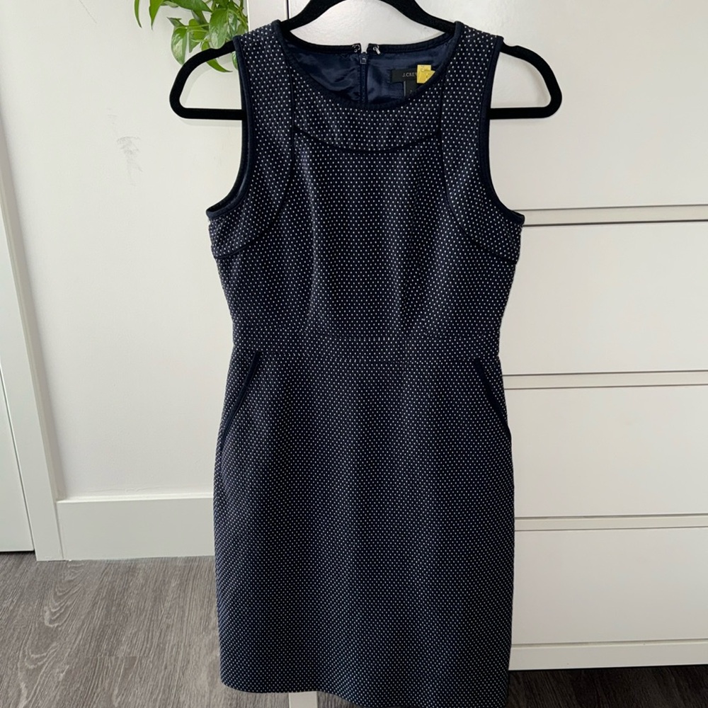Blue and white polka dot J Crew dress